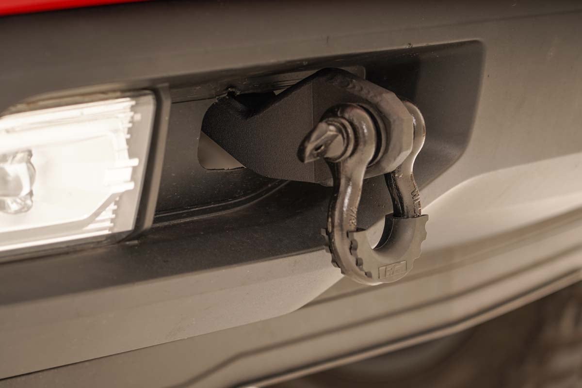 Chevrolet Silverado 1500 Tow Hook to Shackle Conversion Kit - Front - Rough Country - D-Ring Combo - Black - '19-'22